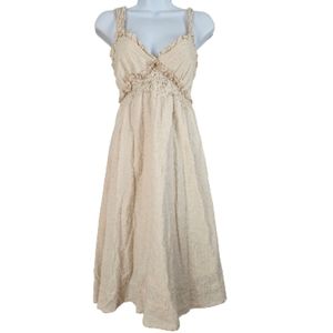 NWOT Sam & Max cream smocked fit & flare cotton sun dress Juniors Large